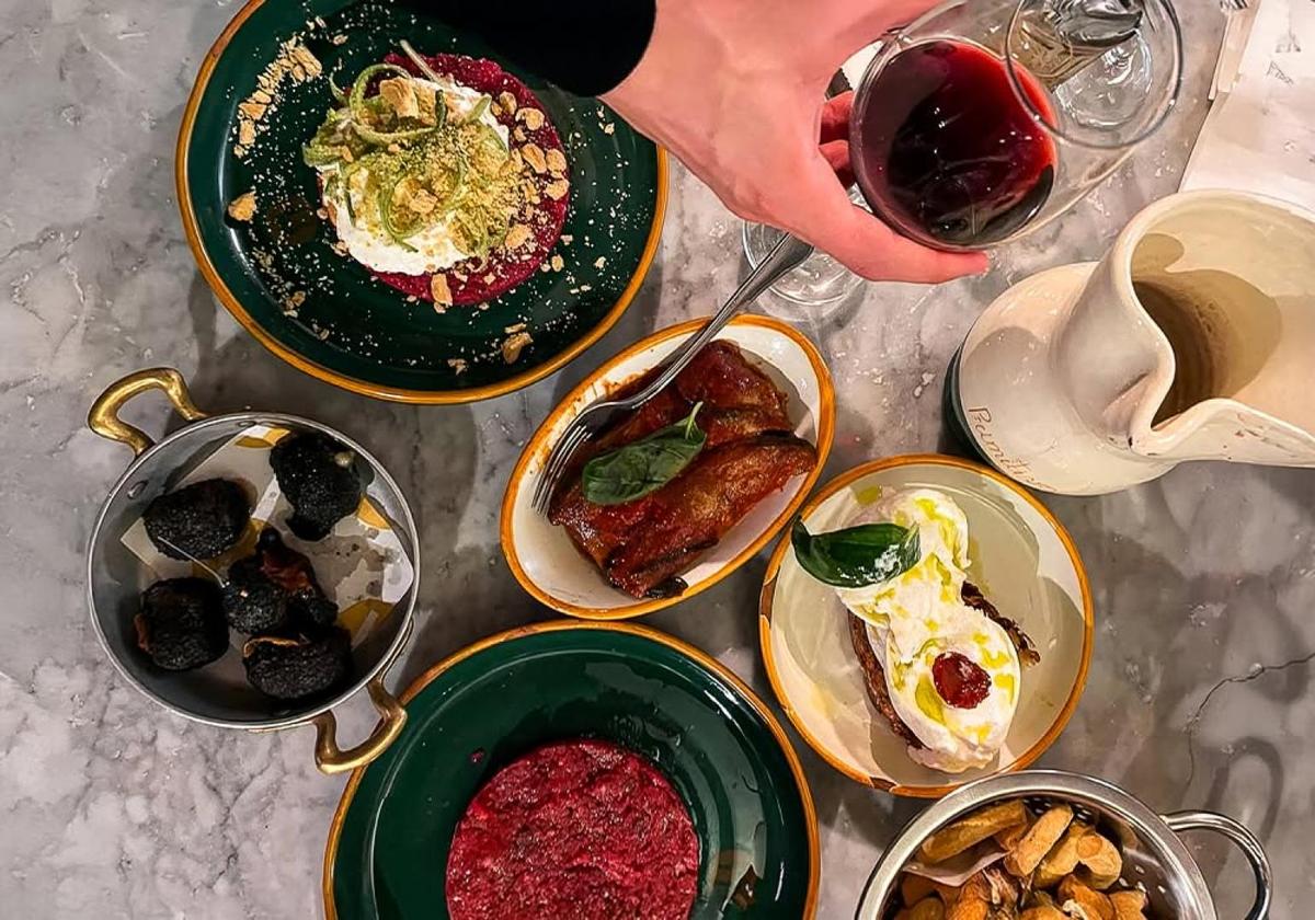 Tasting table with assorted Milanese starters and local specialties