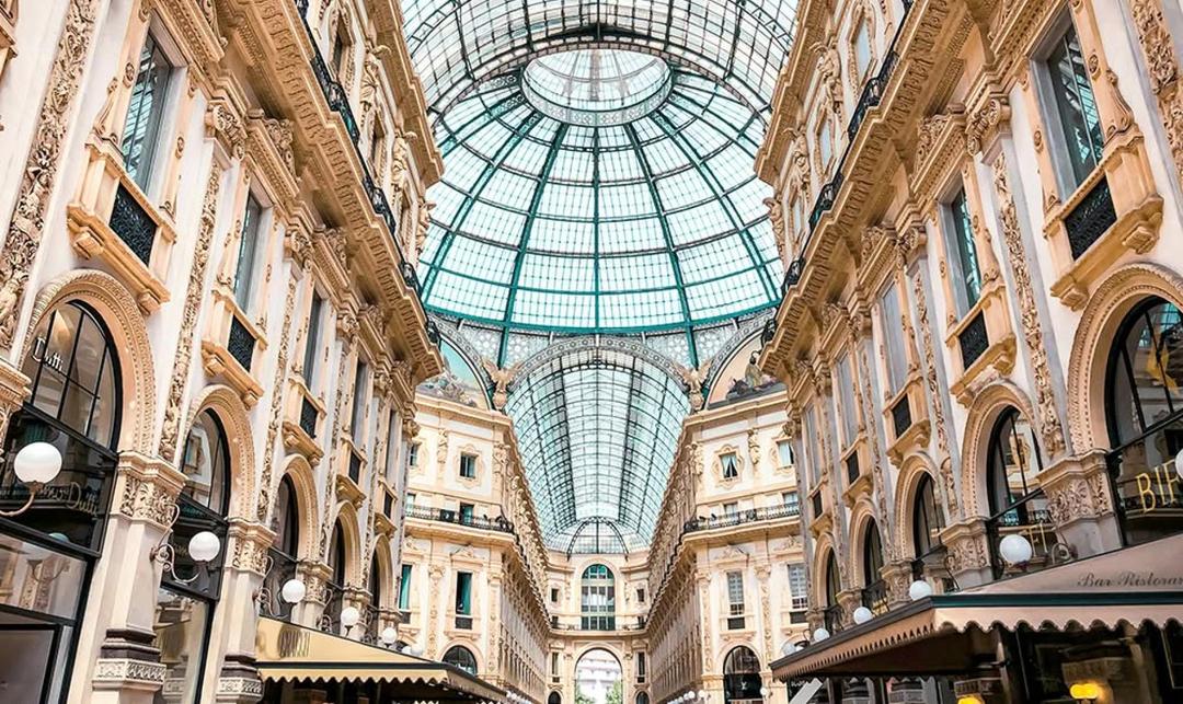 Interior view of Galleria Vittorio Emanuele II in Milan