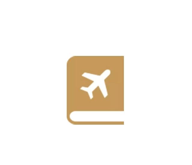 Travel guide icon with airplane representing curated travel itineraries