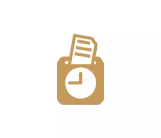 Booking icon with document and clock representing easy tour scheduling